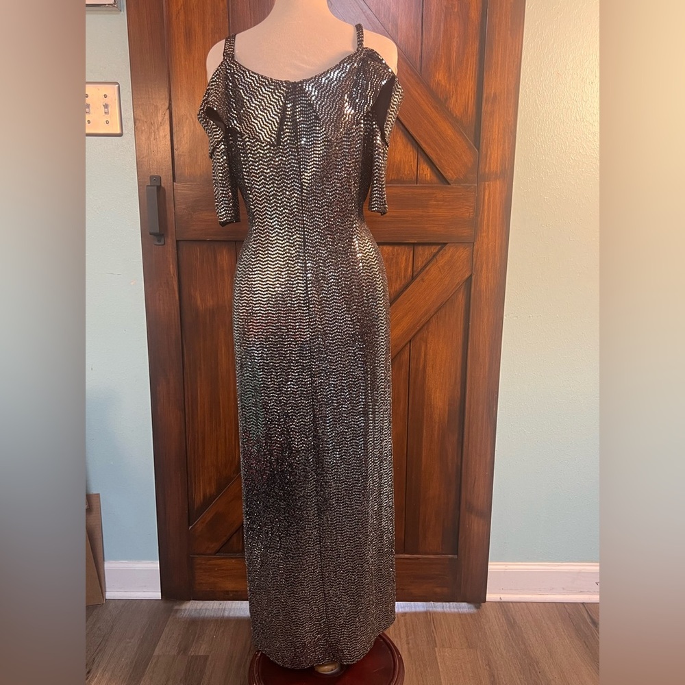 JM Studio Black Silver‎ Sequin Long Formal Dress 14W - Picture 2 of 5
